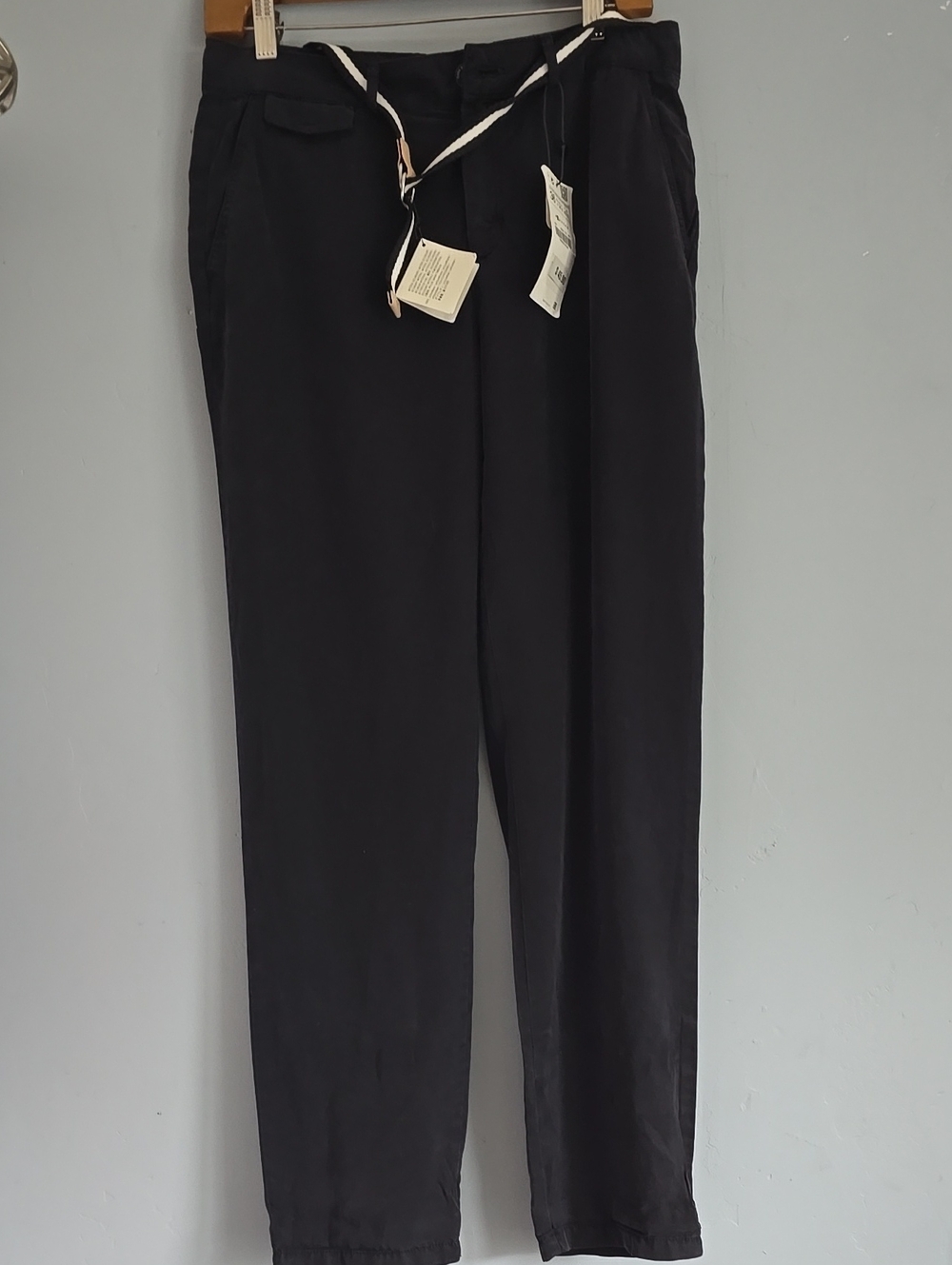 Zara Z1975 Dark Blue Tencel Flowing Mid-Waist Chino Pants Size 4
